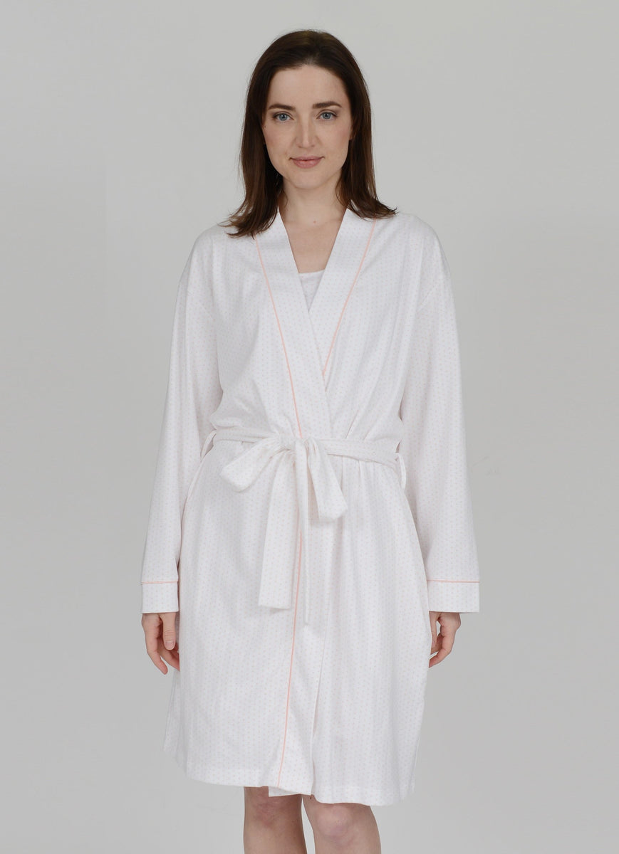 Polka Dot Kimono Robe with Setin Belt Cotn Collection