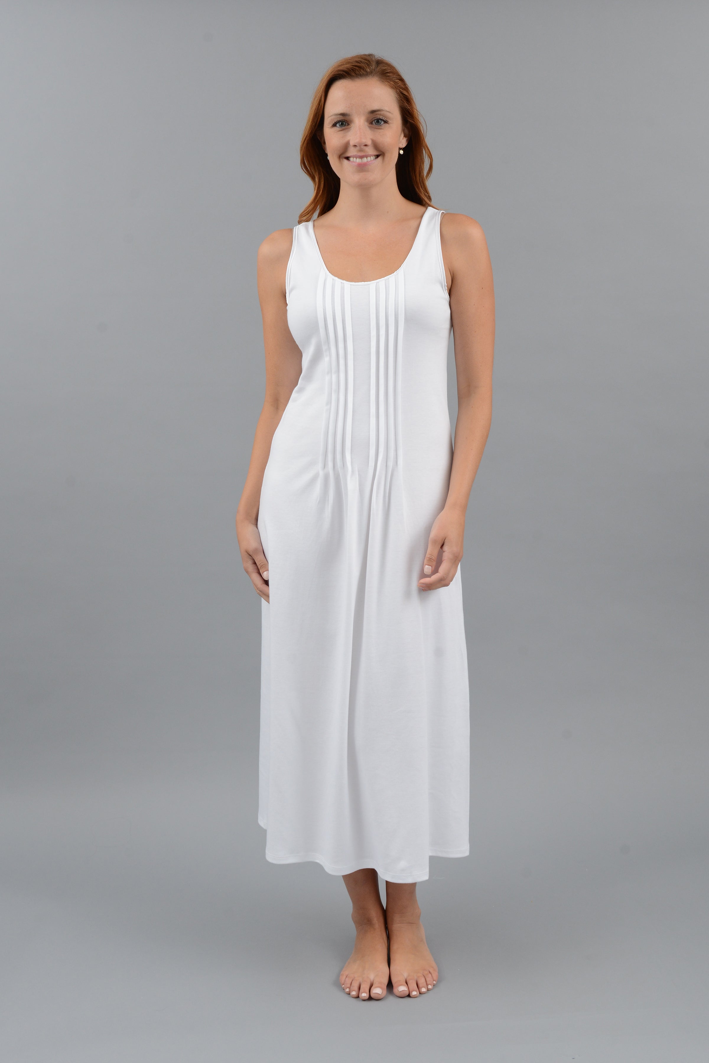 Classic Pleated Long Tank Gown Cotn Collection Classic Pleated Long Tank Gown Cotn Collection