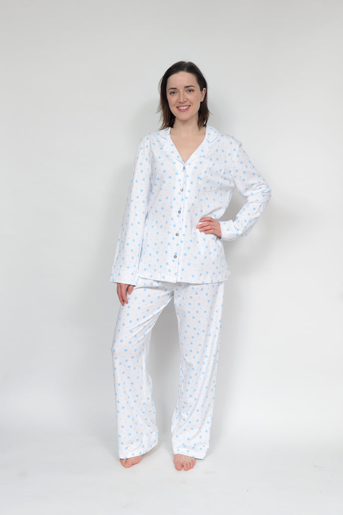 Blue Sunflower Dot Classic Tailored Pajama