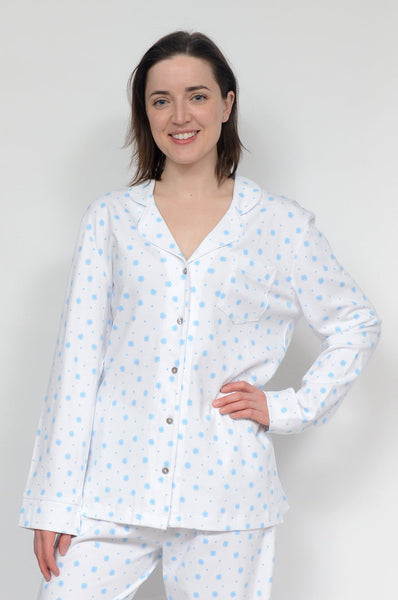 Blue Sunflower Dot Classic Tailored Pajama