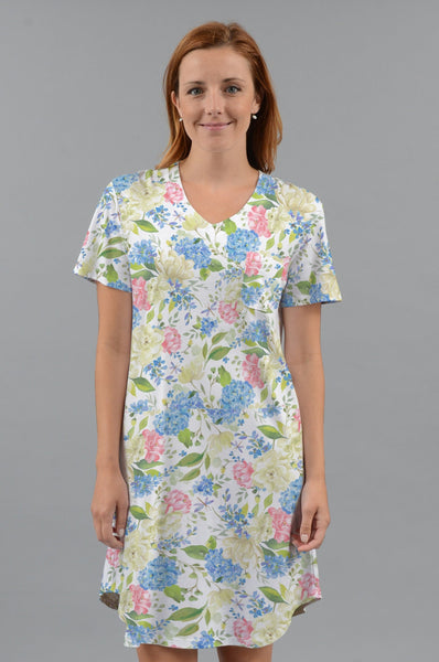 Gardenia Short Sleeve V Neck Nightshirt