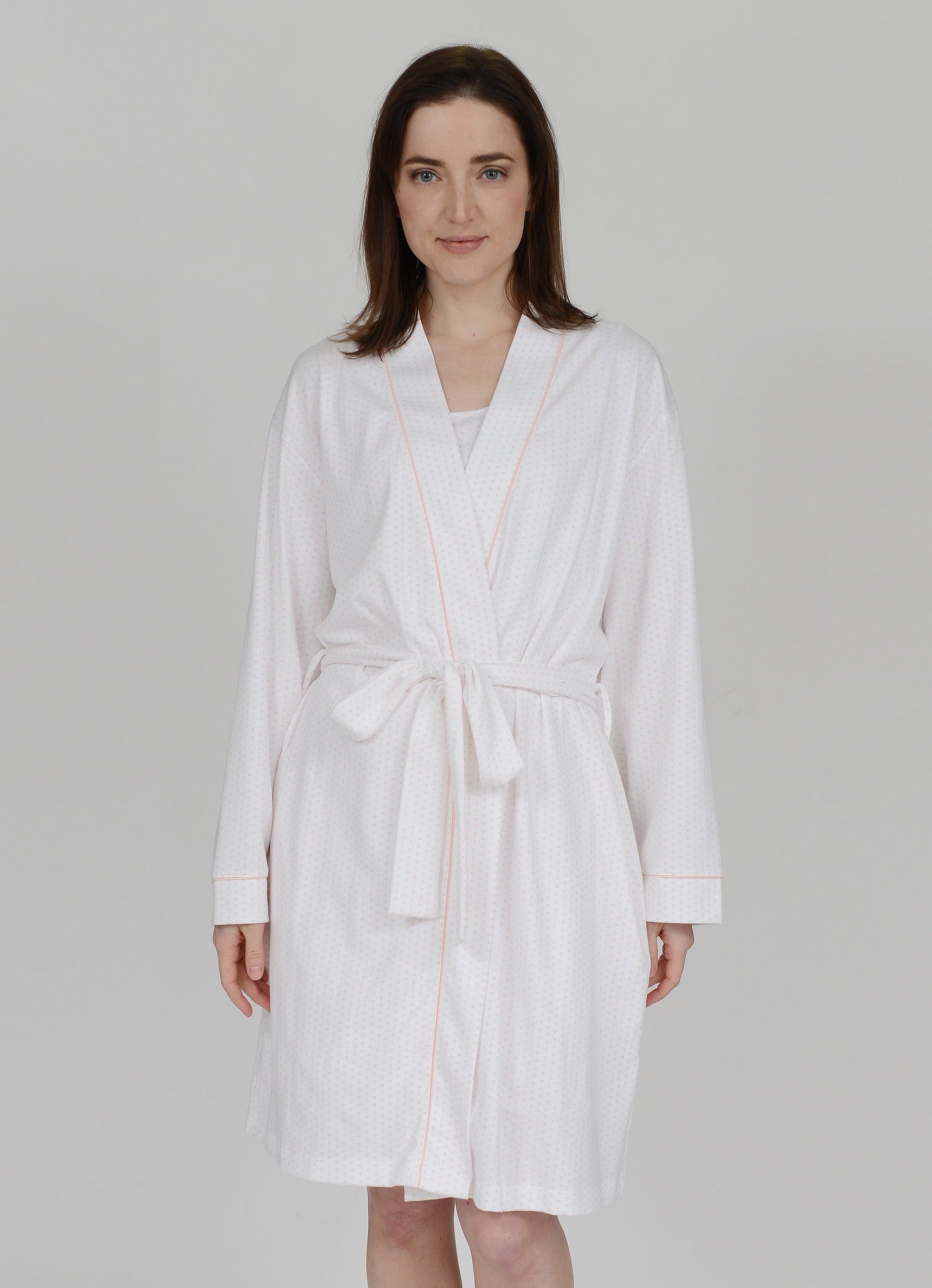 Polka Dot Kimono Robe with Set-in Belt