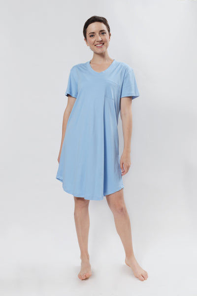 Short Sleeve V Neck Nightshirt