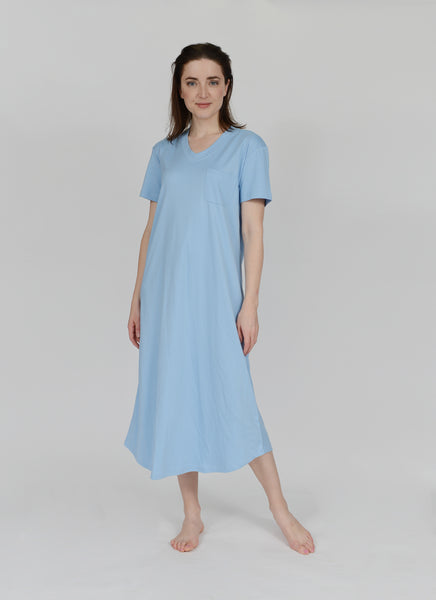 Classic Short Sleeve V-Neck Long Nightgown