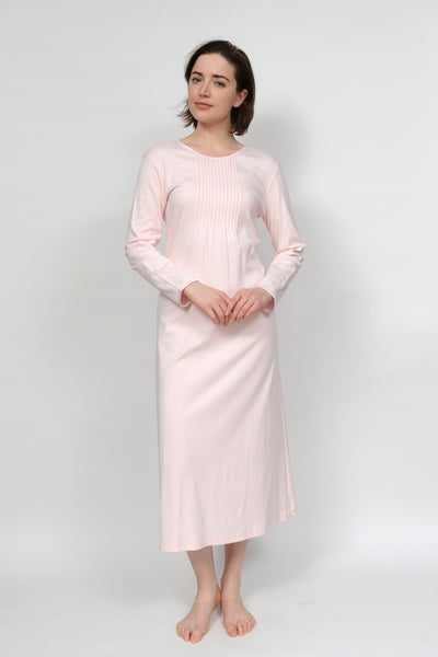 Classic Pleated Long Sleeve Nightgown