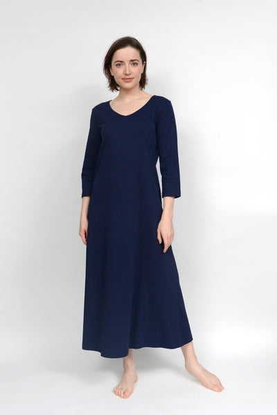 Long V-Neck Gown with 3/4 sleeve