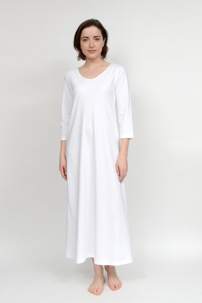 Long V-Neck Gown with 3/4 sleeve