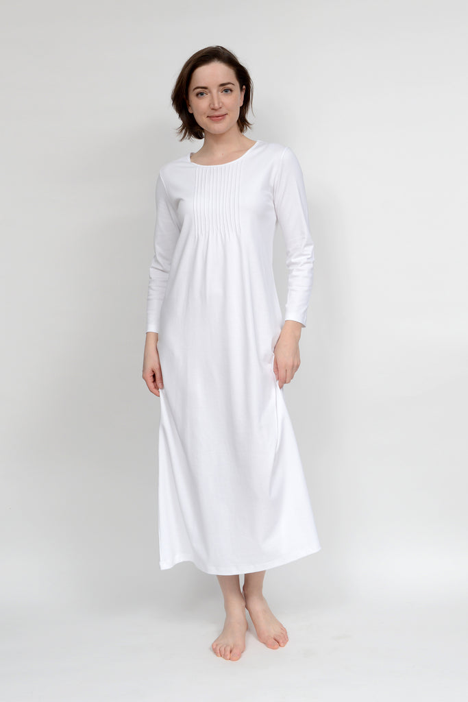 Classic Pleated Long Sleeve Nightgown