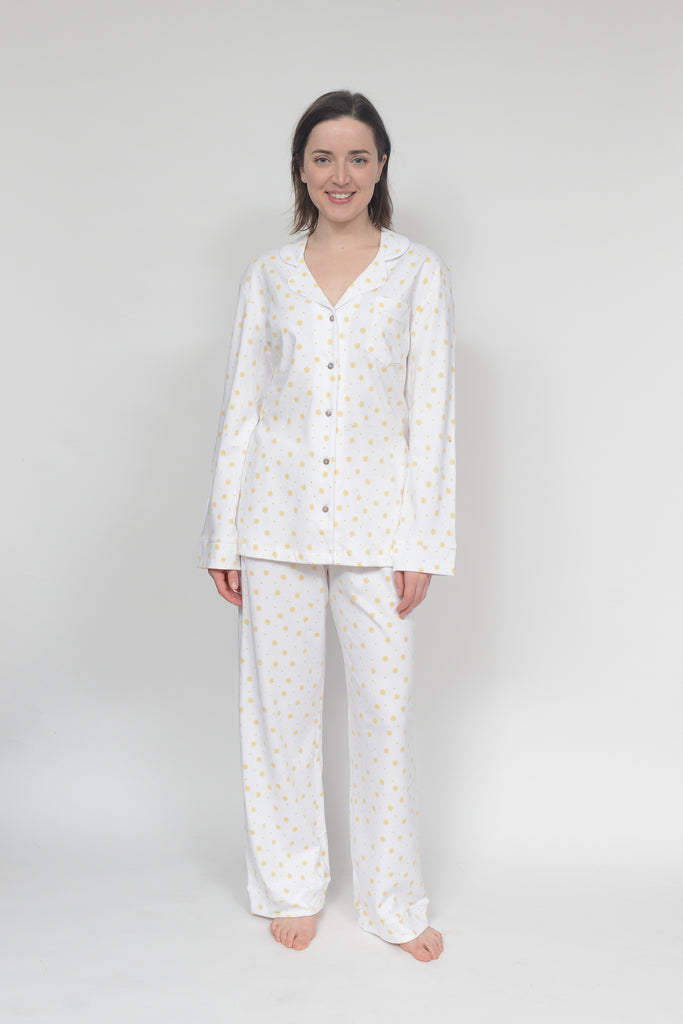 Yellow Sunflower Dot Classic Tailored Pajama